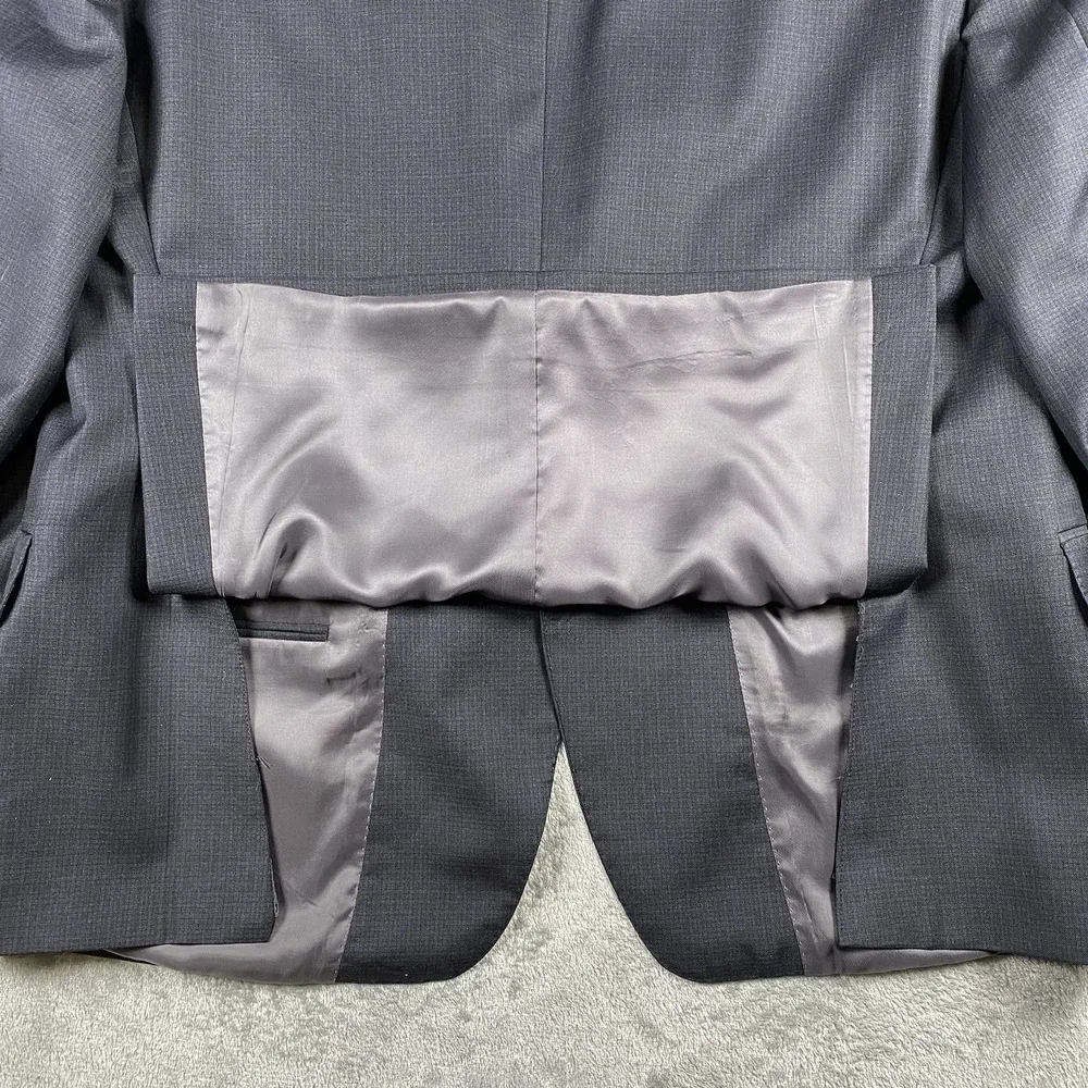 Peter Millar Blazer Mens 48R Blue Grey Wool Check Sport Coat Jacket Union *READ*